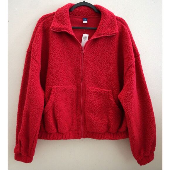 Old Navy 723210-06 Women's Sz M Berry Fine/Pink Oversized Sherpa Full Zip Jacket - Picture 1 of 8
